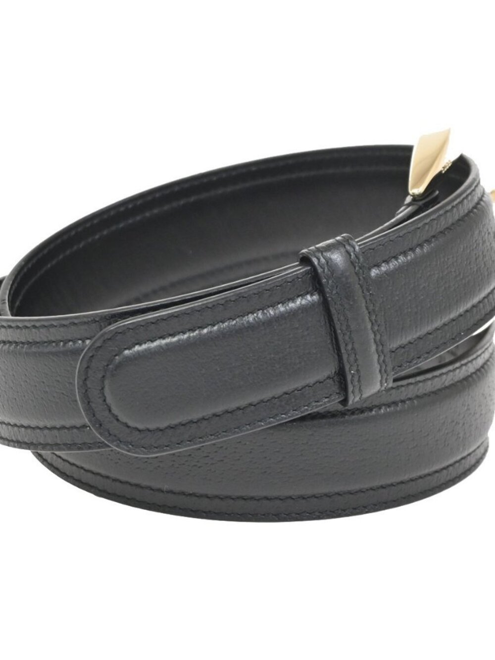GUCCI Logo Belt 80/32 35mm Leather Black GHW Italy 68KC925 - Picture 4 of 13